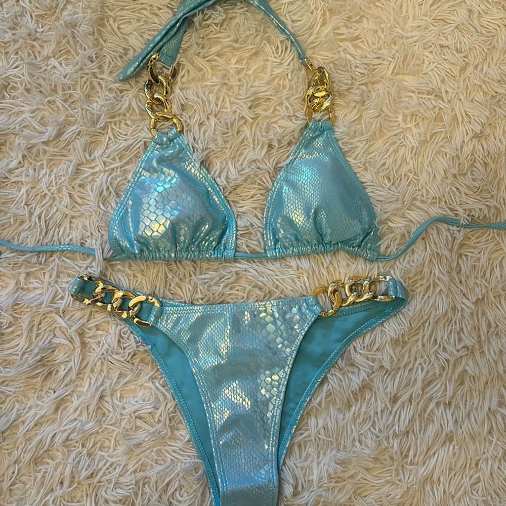 New blue iridescent, bathing suit